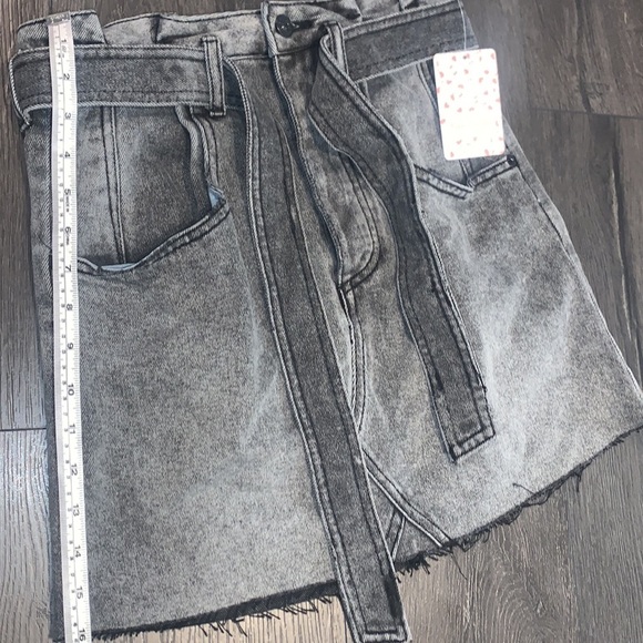 NWT Free People East of Eden Tie Waist Denim Skirt Washed Black Size 26 - Picture 13 of 13